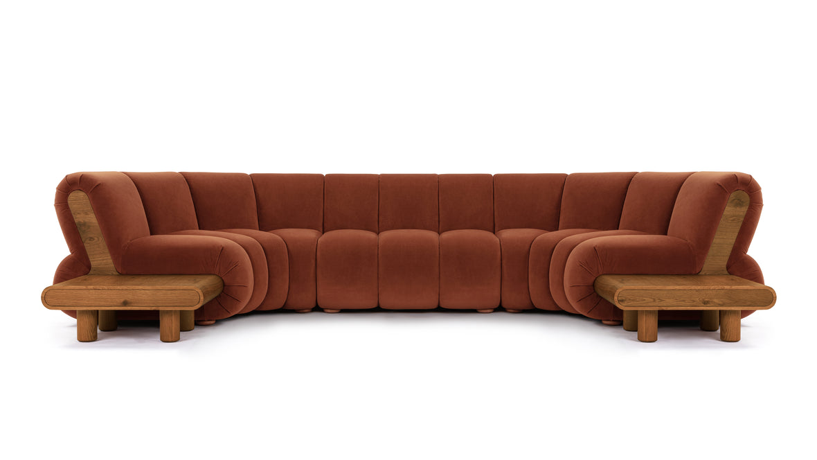 River - River Sectional, Six Seater, Russet Plush Velvet