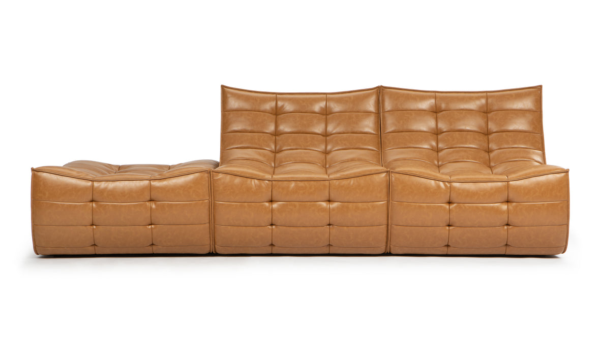 Tyge - Tyge Open End Sofa, Left, Bourbon Vegan Leather