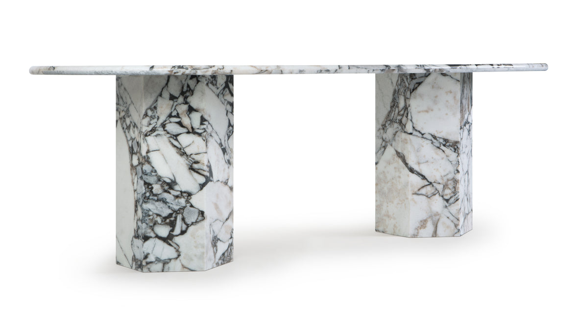 Saga - Saga Oval Dining Table, Modellato Marble, 94in