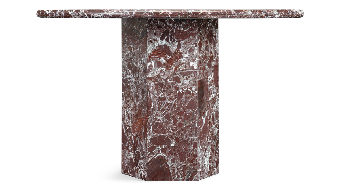 Saga - Saga Round Dining Table, Rosso Levanto Marble, 47in