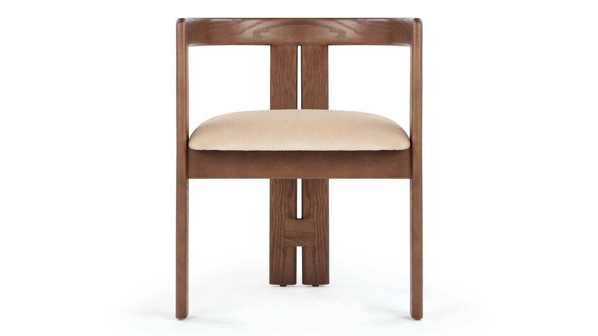 Rose - Rose Dining Chair, Mushroom Velvet and Walnut
