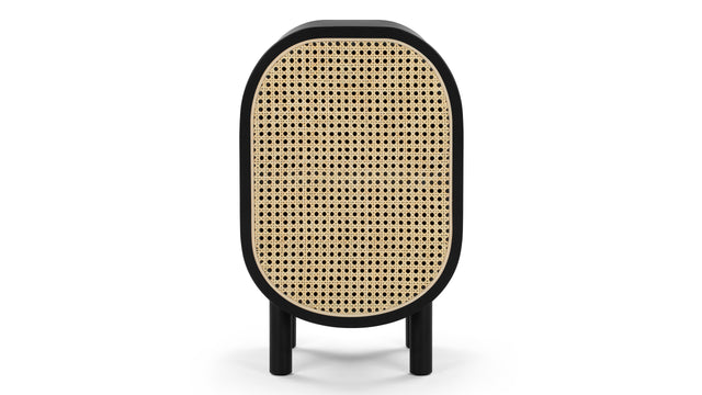 Oma - Oma Side Table, Black with Natural Rattan