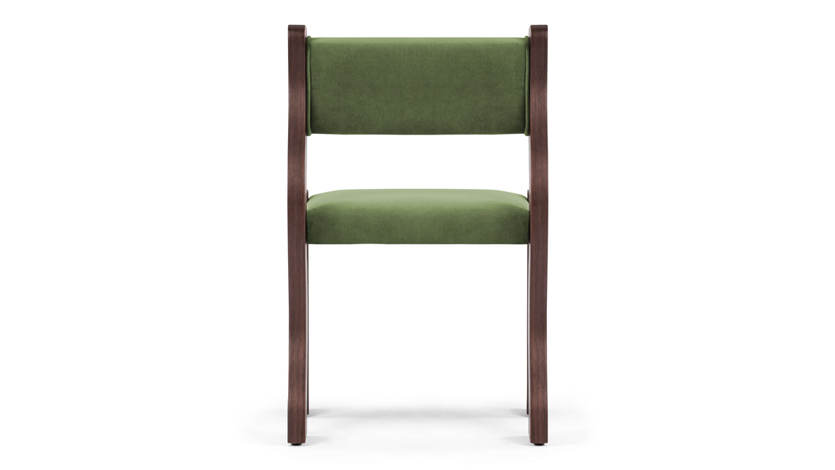 Onda - Onda Side Chair, Deep Olive Velvet and Walnut