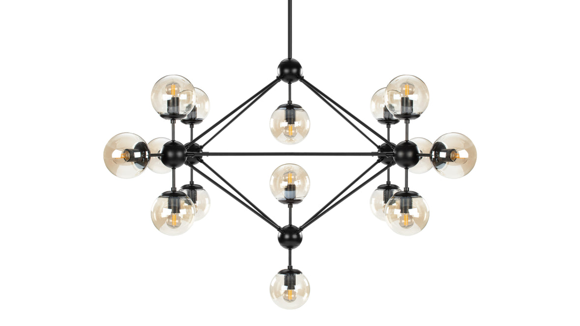 Moto - Moto Chandelier, Large, Smoked Glass and Black