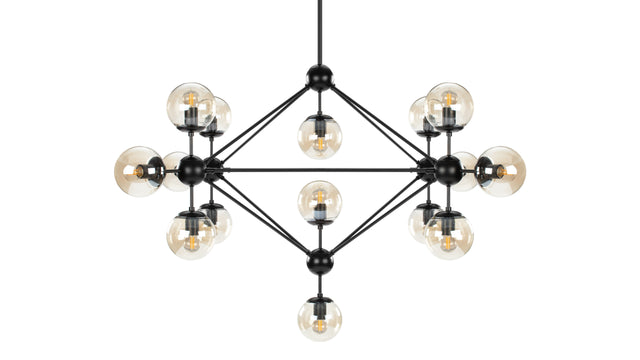 Moto - Moto Chandelier, Large, Smoked Glass and Black