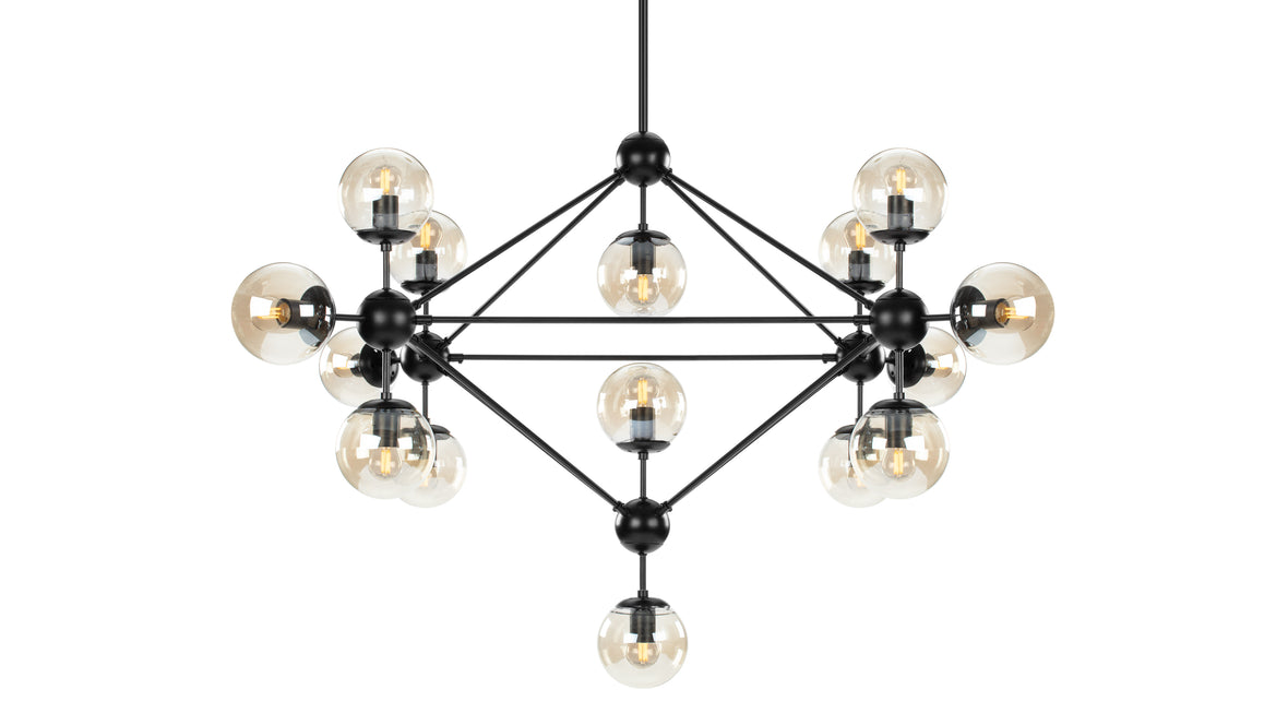 Moto - Moto Chandelier, Large, Smoked Glass and Black