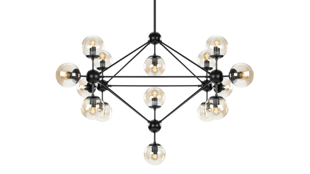 Moto - Moto Chandelier, Large, Smoked Glass and Black