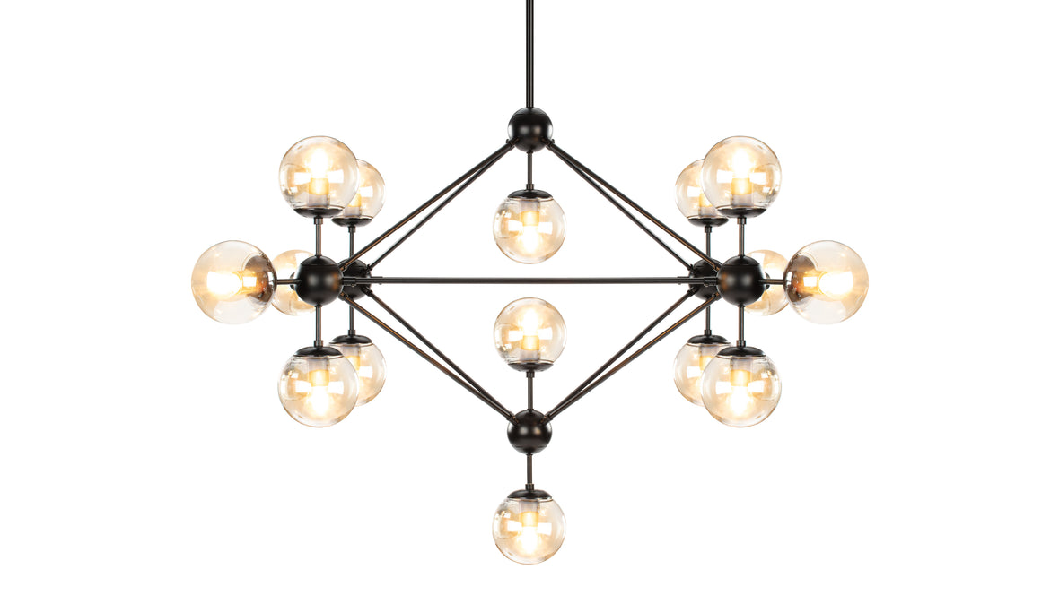 Moto - Moto Chandelier, Large, Smoked Glass and Black