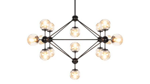 Moto - Moto Chandelier, Large, Smoked Glass and Black