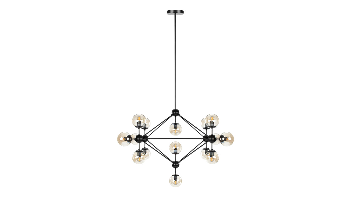 Moto - Moto Chandelier, Large, Smoked Glass and Black