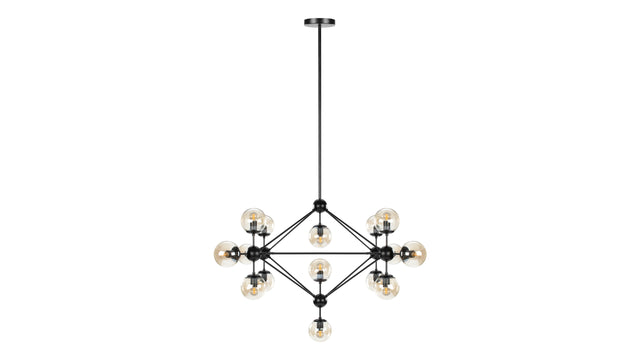 Moto - Moto Chandelier, Large, Smoked Glass and Black