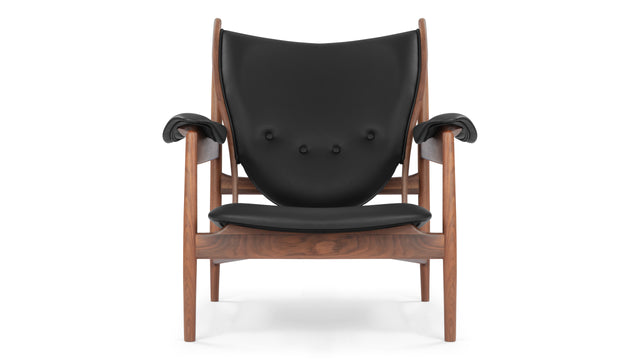 Chieftain - Chieftain Chair, Deep Black Vegan Leather and Walnut