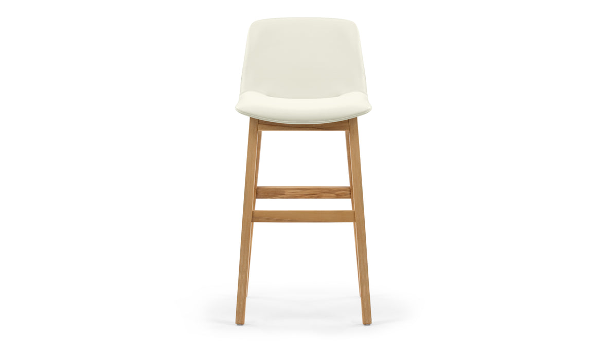 LeBlanc - LeBlanc Bar Stool, Eggshell Vegan Leather and Natural Ash