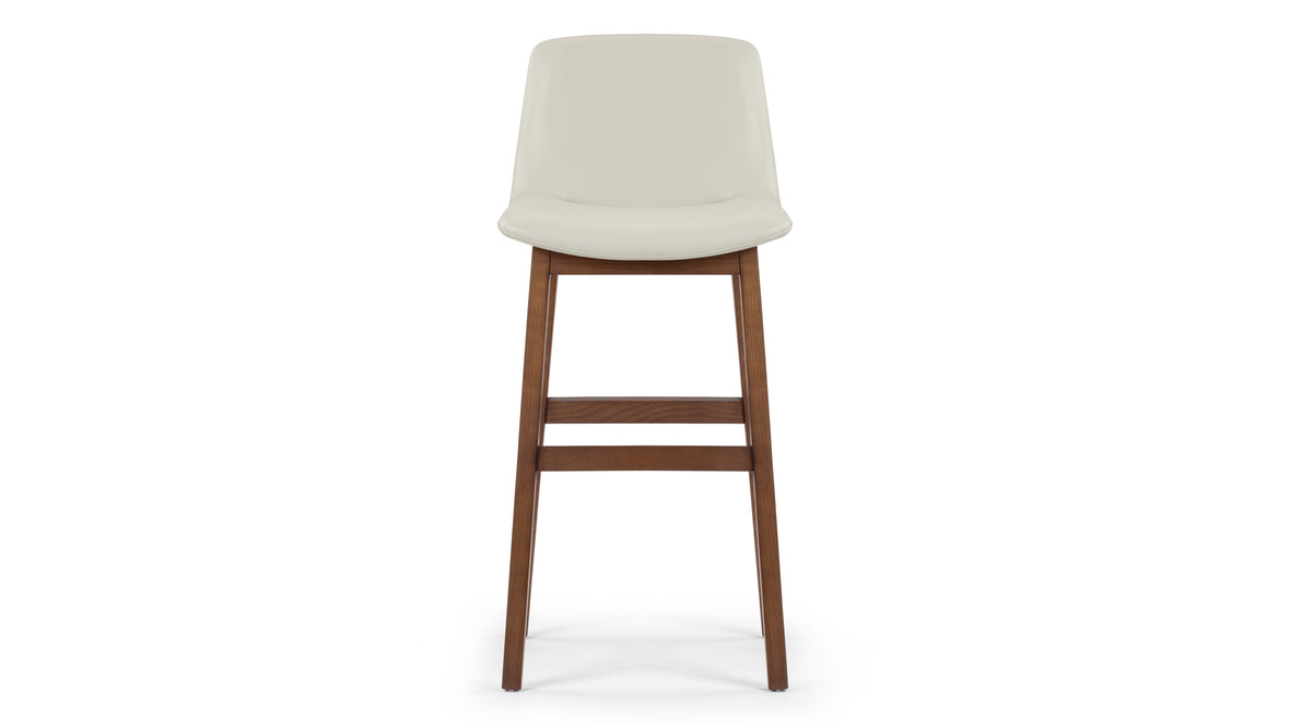 LeBlanc - LeBlanc Bar Stool, Taupe Vegan Leather and Walnut