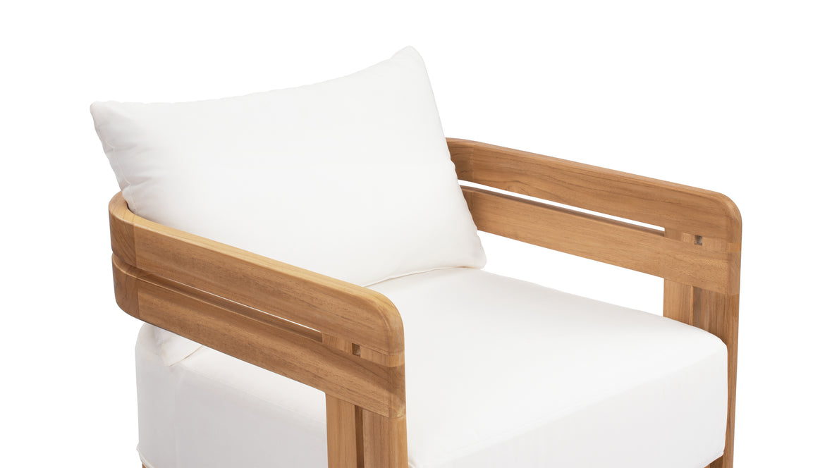 Lusso - Lusso Outdoor Lounge Chair, Natural Teak with White Cushions