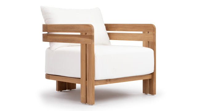 Lusso - Lusso Outdoor Lounge Chair, Natural Teak with White Cushions