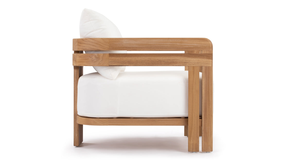 Lusso - Lusso Outdoor Lounge Chair, Natural Teak with White Cushions