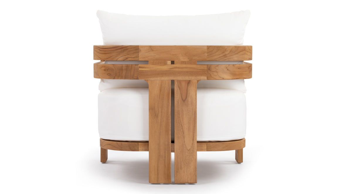 Lusso - Lusso Outdoor Lounge Chair, Natural Teak with White Cushions