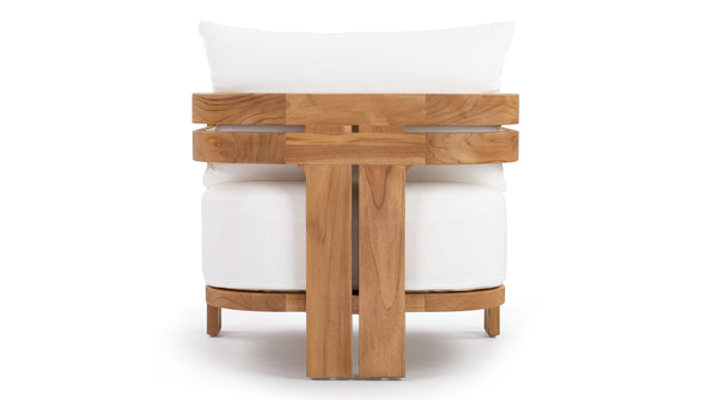 Lusso - Lusso Outdoor Lounge Chair, Natural Teak with White Cushions