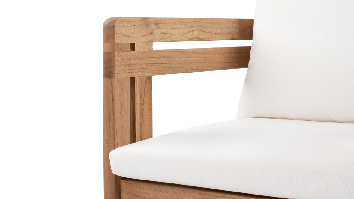Lusso - Lusso Outdoor Dining Chair, Natural Teak with White Cushions
