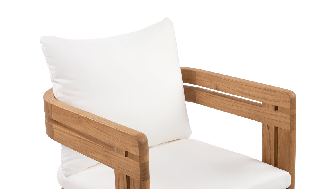 Lusso - Lusso Outdoor Dining Chair, Natural Teak with White Cushions