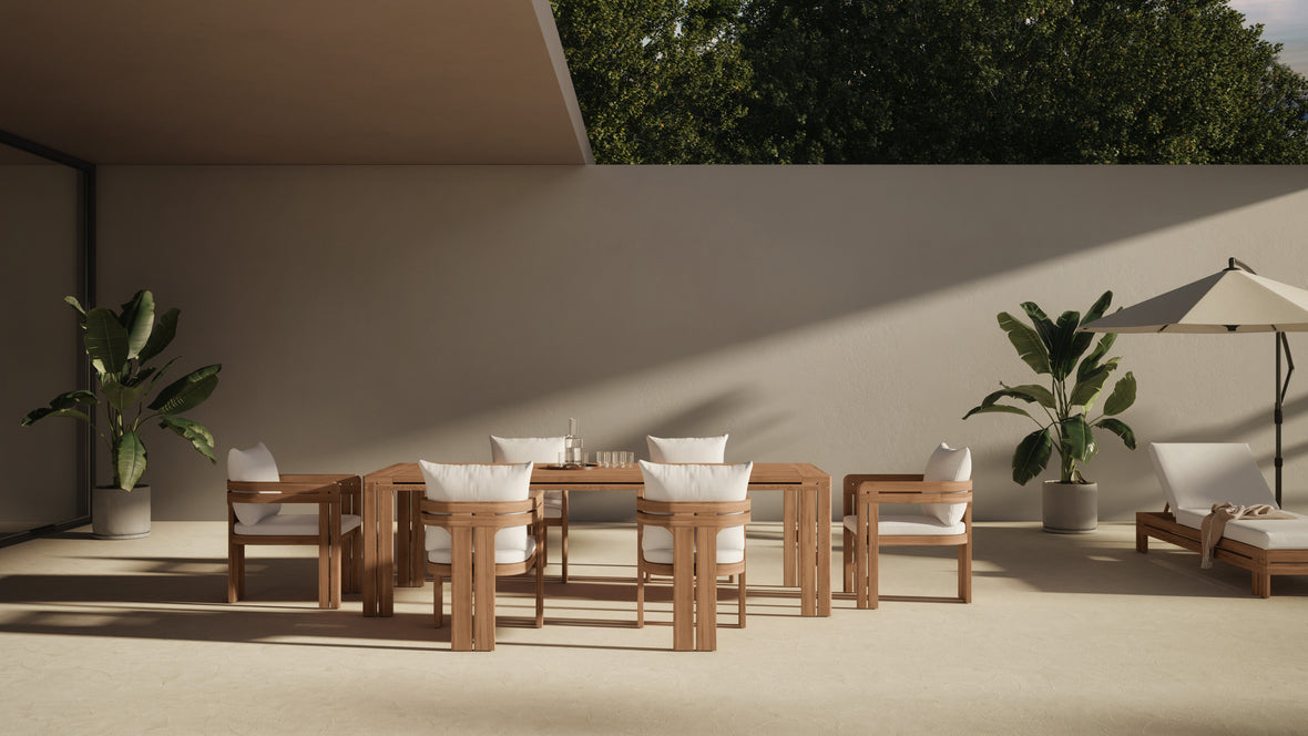 Lusso - Lusso Outdoor Dining Chair, Natural Teak with White Cushions