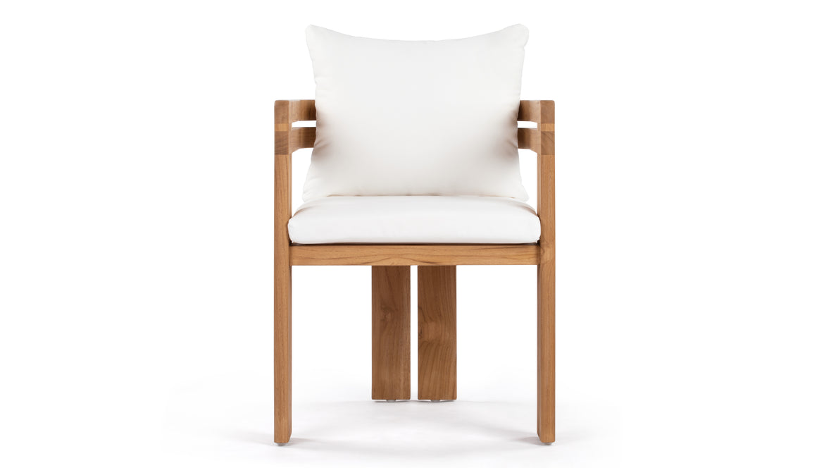 Lusso - Lusso Outdoor Dining Chair, Natural Teak with White Cushions