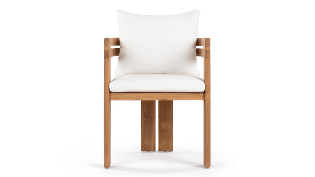 Lusso - Lusso Outdoor Dining Chair, Natural Teak with White Cushions