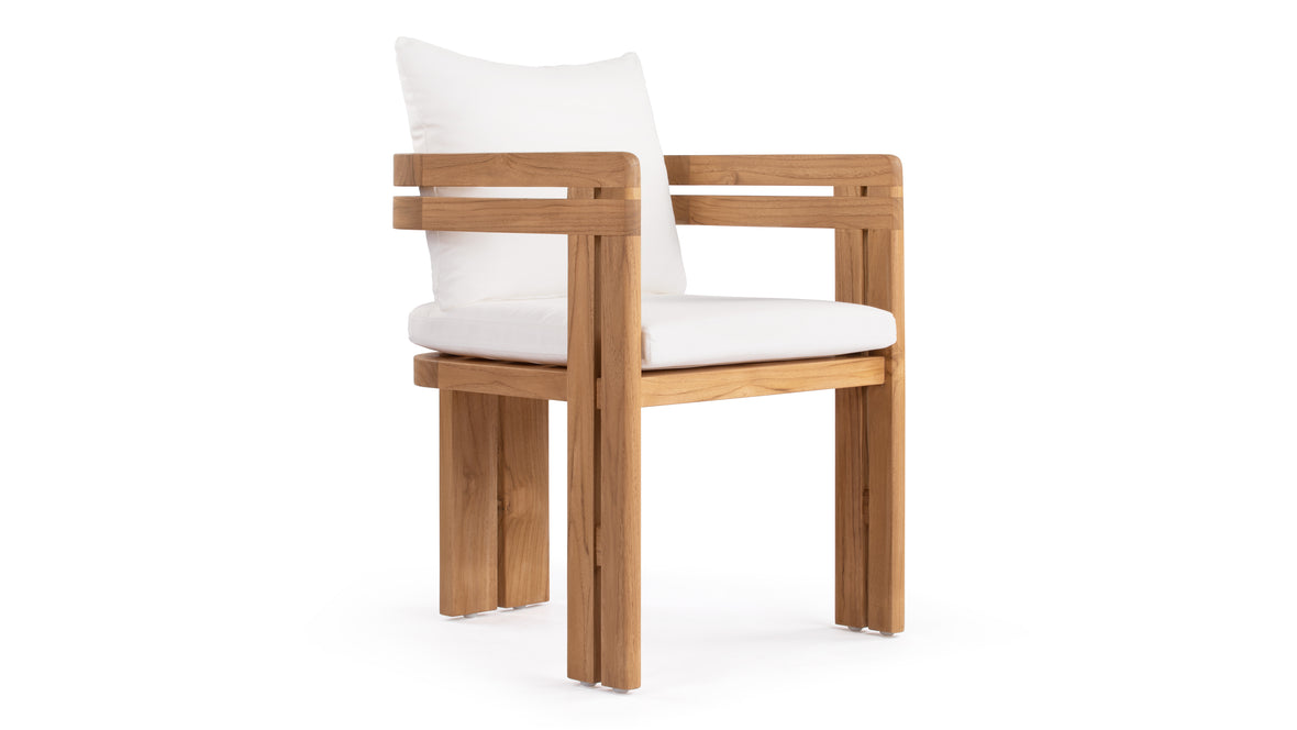 Lusso - Lusso Outdoor Dining Chair, Natural Teak with White Cushions