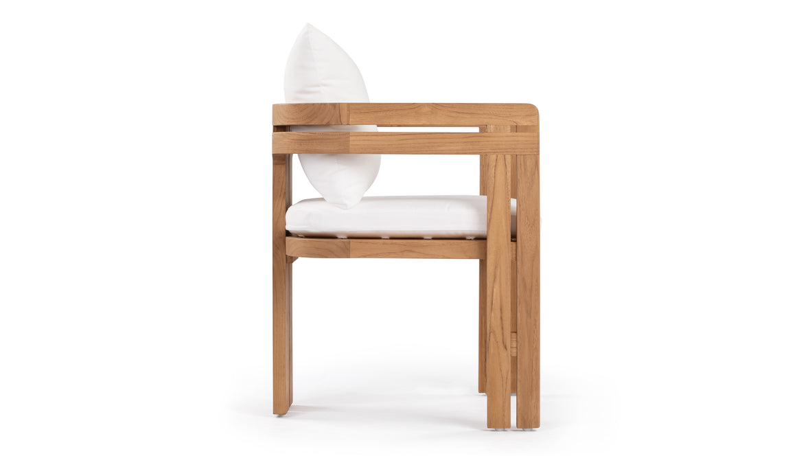 Lusso - Lusso Outdoor Dining Chair, Natural Teak with White Cushions
