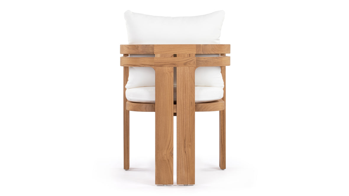 Lusso - Lusso Outdoor Dining Chair, Natural Teak with White Cushions