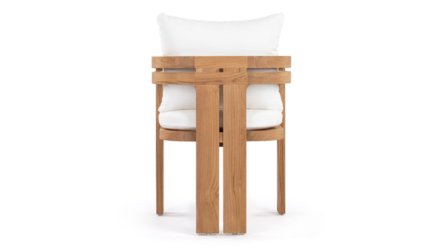Lusso - Lusso Outdoor Dining Chair, Natural Teak with White Cushions