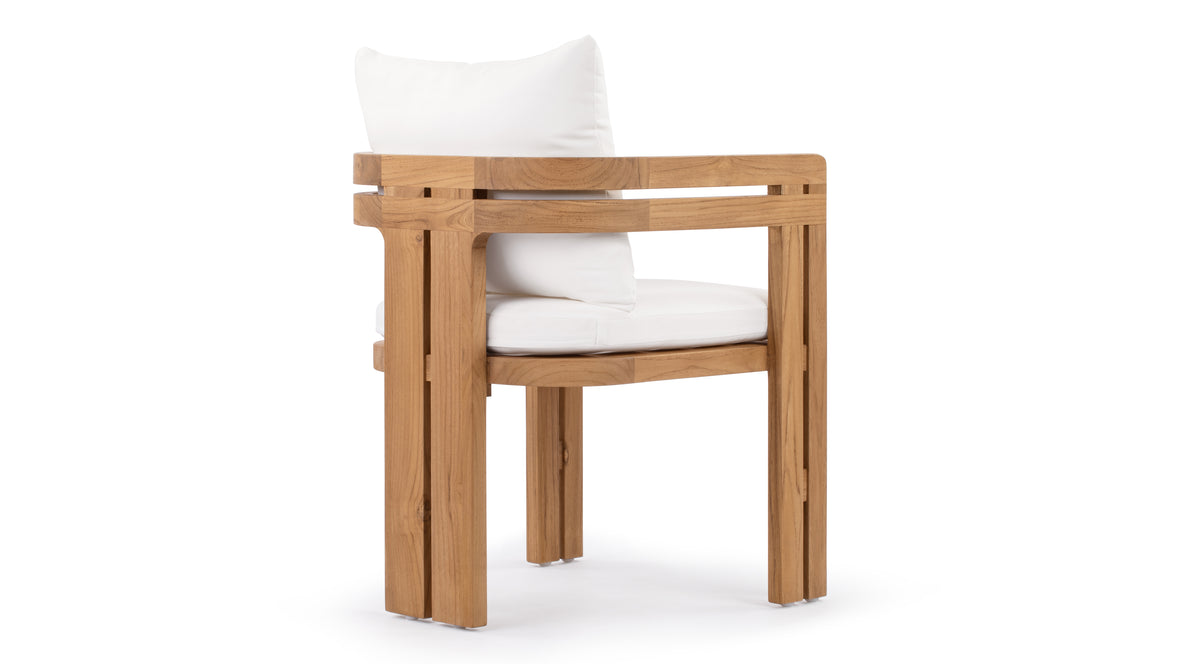 Lusso - Lusso Outdoor Dining Chair, Natural Teak with White Cushions