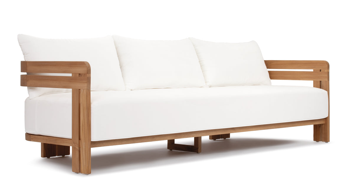 Lusso - Lusso Outdoor Sofa, Natural Teak with White Cushions