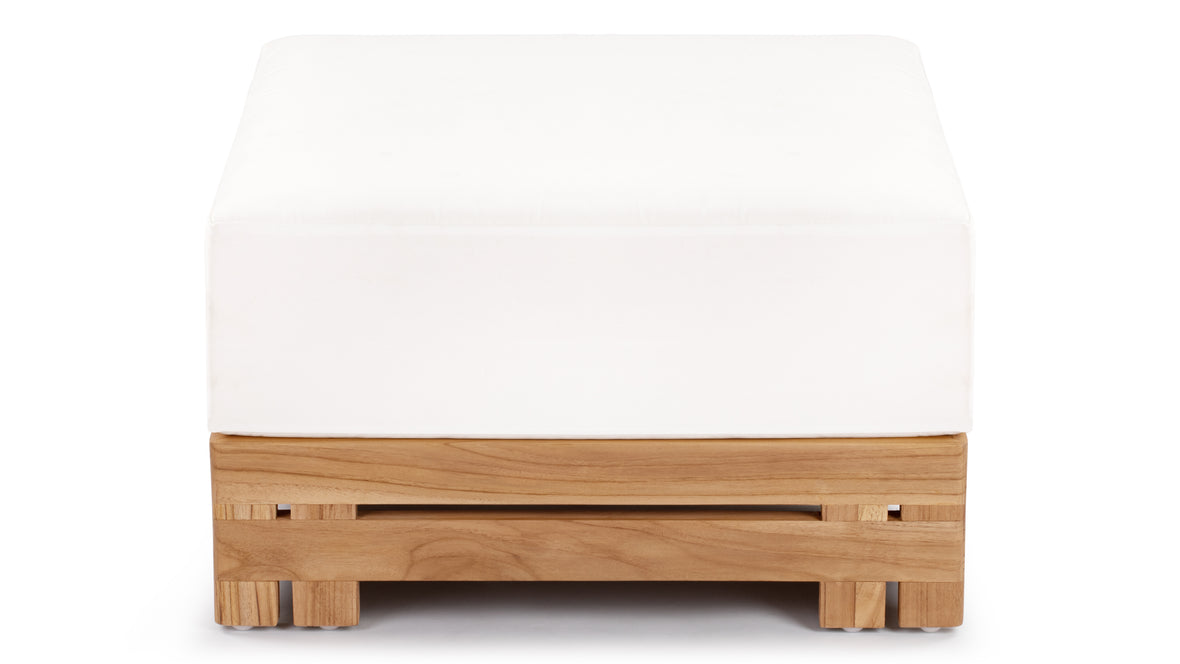 Lusso - Lusso Outdoor Ottoman, Natural Teak with White Cushion