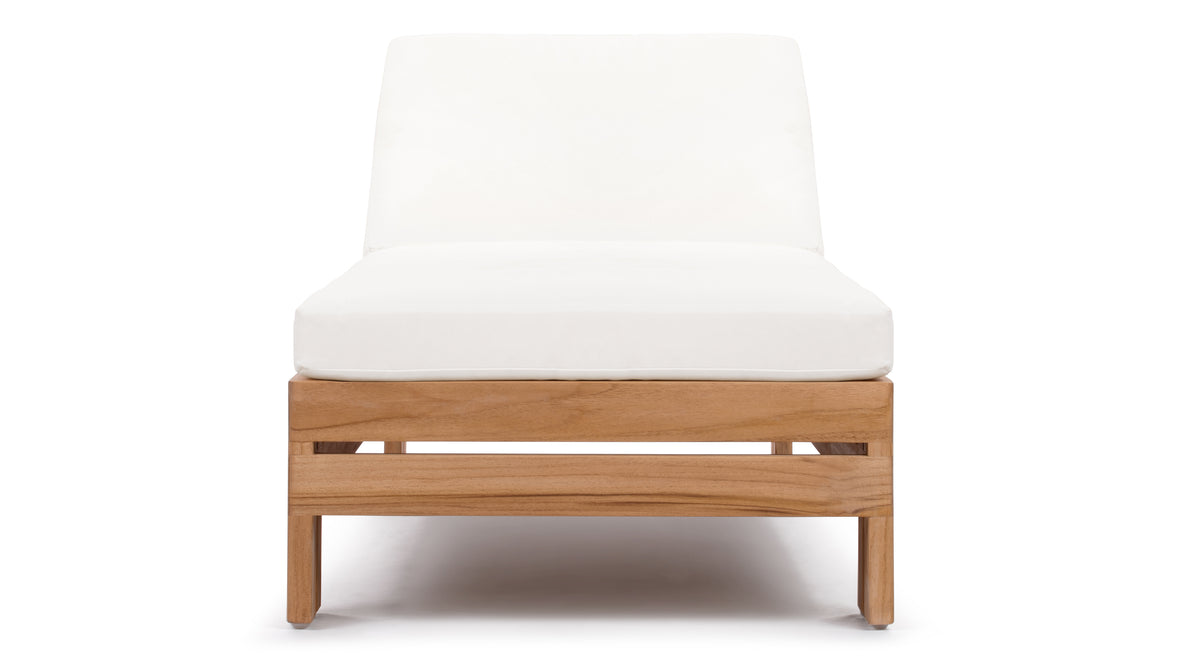 Lusso - Lusso Outdoor Lounger, Natural Teak with White Cushions