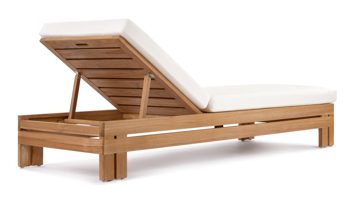 Lusso - Lusso Outdoor Lounger, Natural Teak with White Cushions