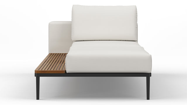 Marcus - Marcus Outdoor Chaise, Left, Shell Performance Weave and Teak