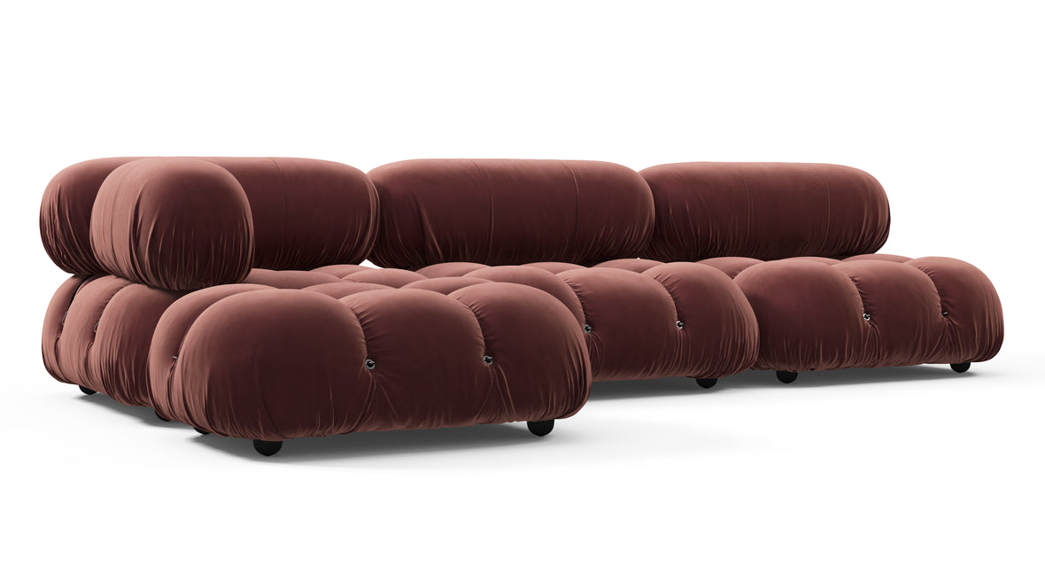 Bellini Sectional - Mario Bellini Sectional, Left Chaise, Maroon Velvet