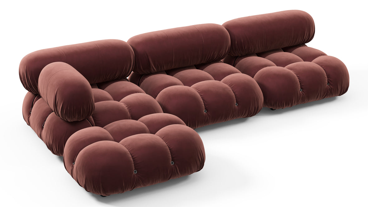 Bellini Sectional - Mario Bellini Sectional, Left Chaise, Maroon Velvet