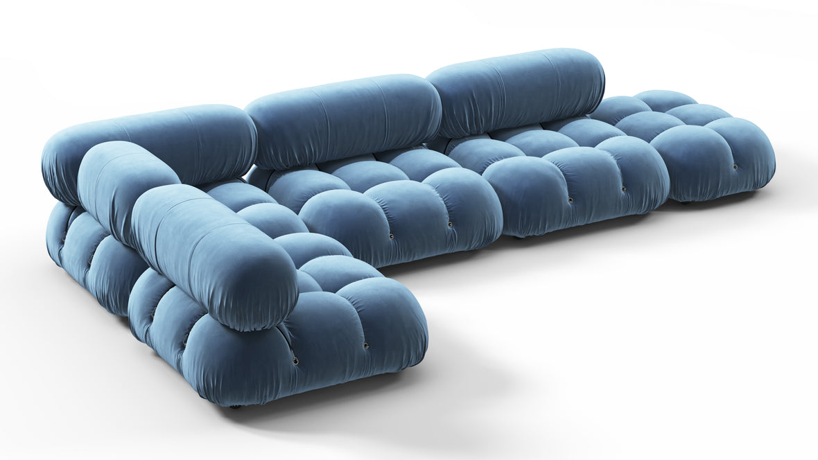 Bellini Sectional - Mario Bellini Sectional, Left Corner, Aegean Blue Velvet
