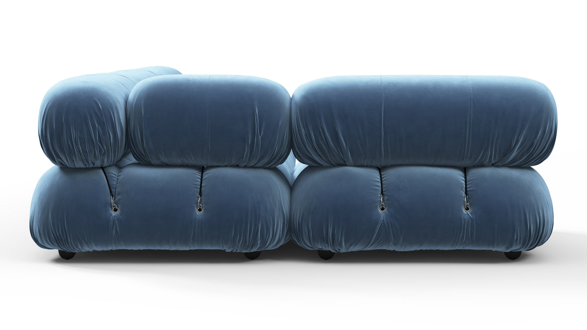 Bellini Sectional - Mario Bellini Sectional, Left Corner, Aegean Blue Velvet