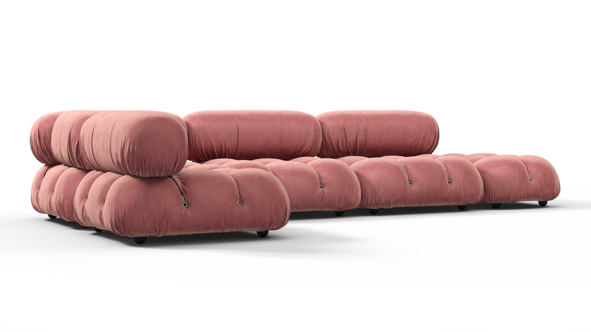 Bellini Sectional - Mario Bellini Sectional, Left Corner, Blush Pink Velvet