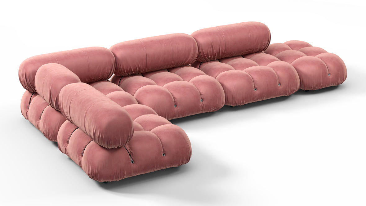 Bellini Sectional - Mario Bellini Sectional, Left Corner, Blush Pink Velvet