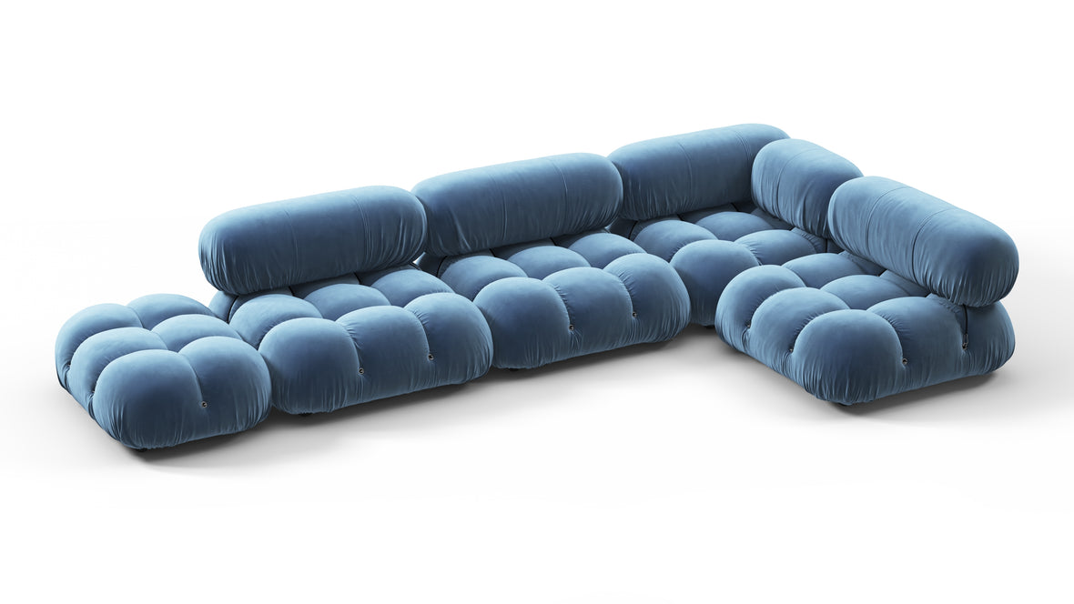 Bellini Sectional - Mario Bellini Sectional, Right Corner, Aegean Blue Velvet