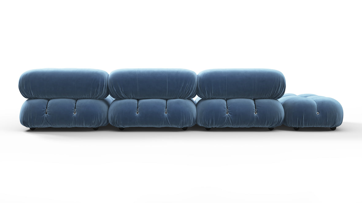 Bellini Sectional - Mario Bellini Sectional, Right Corner, Aegean Blue Velvet