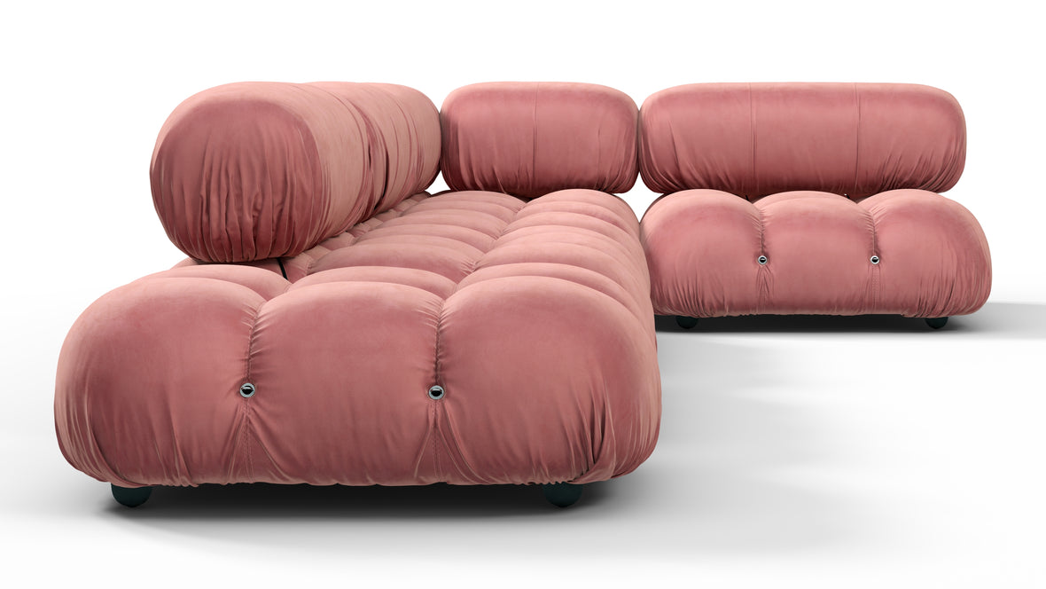Bellini Sectional - Mario Bellini Sectional, Right Corner, Blush Pink Velvet