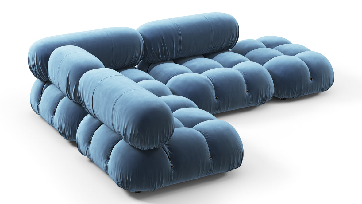 Bellini Sectional - Mario Bellini Sectional, Small Left Corner, Aegean Blue Velvet