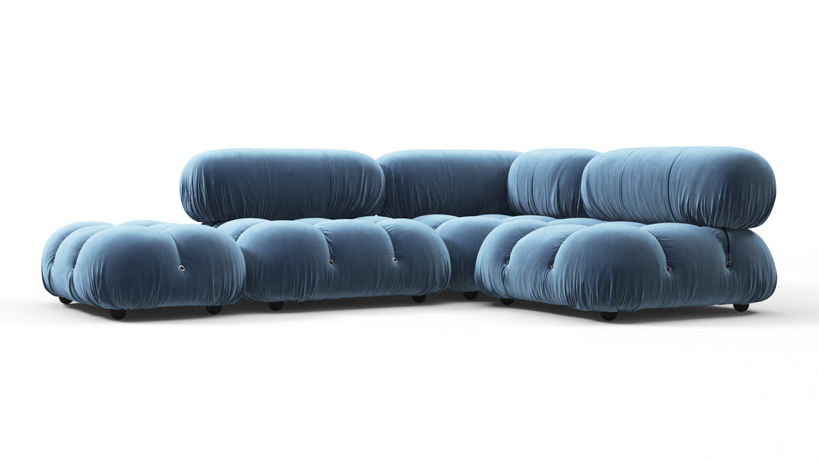Bellini Sectional - Mario Bellini Sectional, Small Right Corner, Aegean Blue Velvet