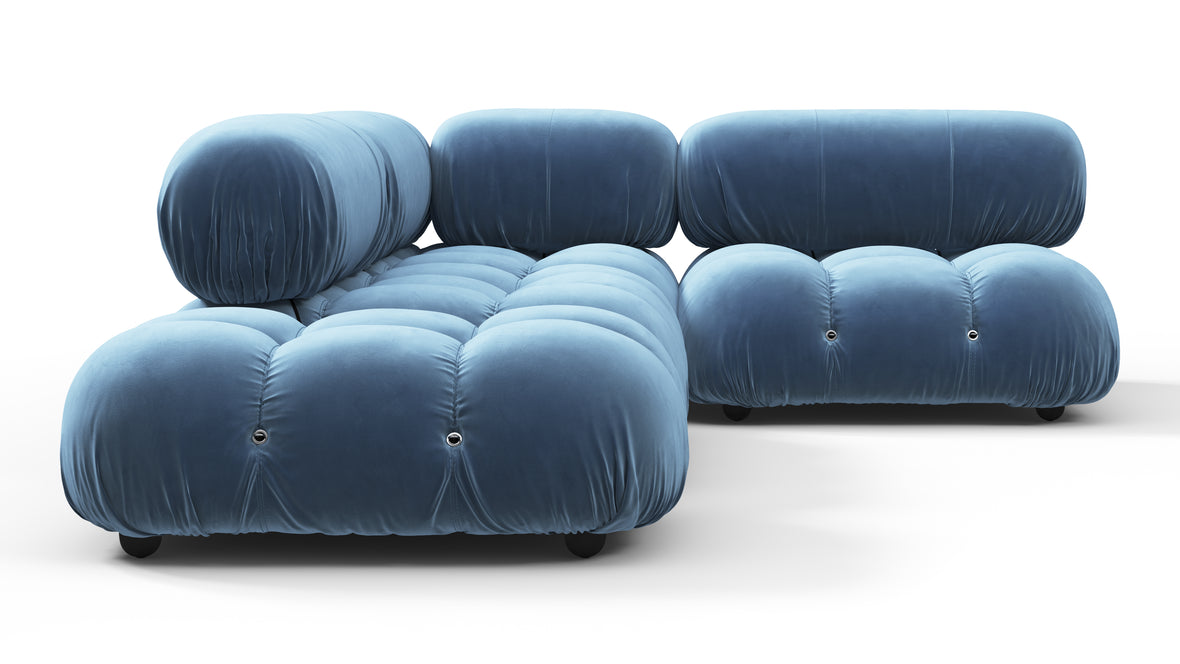 Bellini Sectional - Mario Bellini Sectional, Small Right Corner, Aegean Blue Velvet